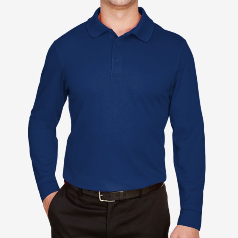 Men's CrownLux Performance® Plaited Long Sleeve Polo Thumbnail