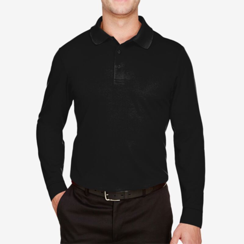 Men's Tall CrownLux Performance® Plaited Long Sleeve Polo Thumbnail